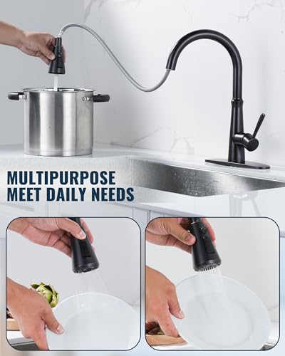 Pull Down Spray Head Replacement - for Kitchen Faucet Sprayer Head with 9 Adapters, 3 Function Pull Out Faucets Spray Nozzle Compatible with Moen, American Standard Faucets, Oil Rubbed Bronze - color: Oil Rubbed Bronze