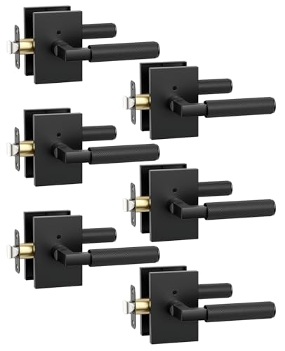 Asidrama 6 Pack Matte Black Privacy Interior Door Handles - color: Matte Black
