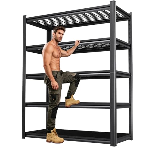 Storage Shelves,Garage Shelving,Adjustable Heavy Duty Shelving Unit,5T Tall Garage Shelves，Metal Standing Shelf Units,Utility Rack for Kitchen Warehouse Industrial Basement 71.2 * 35.4 * 15.7 - size: 71.2''H*35.4''L*15.7''W