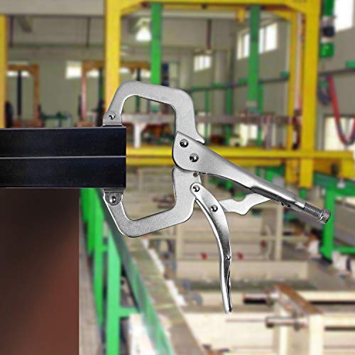 HOZEON 3 PCS 11 Inch C Clamp Locking Pliers with Swivel Pads, Heavy Duty Locking Pliers, Woodworking Clamps Set, Adjustable Nickel Plated C Plier for Wood Working, Welding, Electrician Maintenance - size: 3 PCS 11 In
