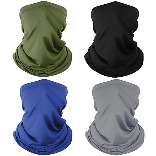 Neck Gaiter Face Mask: Cooling UV Protection Face Cover Breathable | Washable Reusable Gator Scarf Sun Wind Dust Shield Bandana for Mowing Fishing Cycling Running for Men Women - color: Black&grey&green&blue