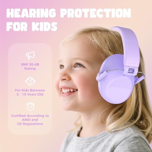 ProCase Kids Noise Cancelling Headphones Ear Hearing Protection, Purple - color: Light Purple