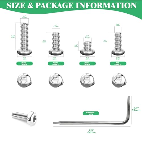 121 Pcs 304 Stainless Steel Pocket Blade Knife Handle Screws Assortment Set, M2, M2.5 Machine Screws, EDC Folding Hilt Fasteners, Knifemakers Rivets for DIY Repair