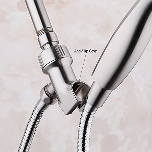 Universal Shower Head Holder for Handheld Shower Head, Adjustable Shower Arm Mount Bracket with Brass Swivel Ball, Shower Head Support - Brushed Nickel - color: Brushed Nickel
