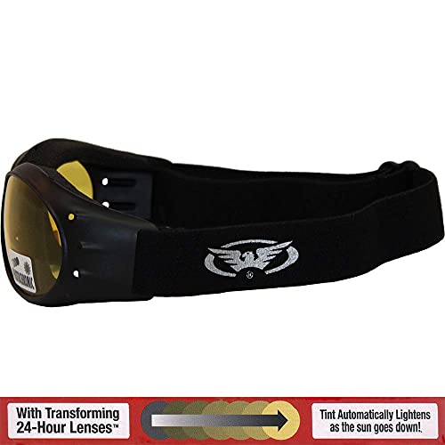 Global Vision Eliminator Dirt Bike Padded Motorcycle Riding Goggles for Men and Women (Black Frame/Smoke Lens) - color: Black Frame/Yellow-smoke Lens