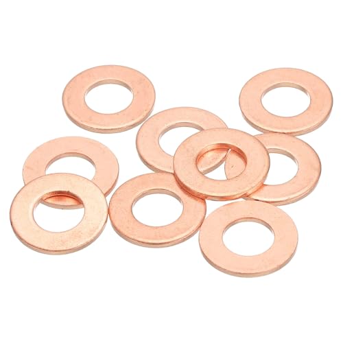 MECCANIXITY 9Pcs Flat Washer, M10 Copper Washers Copper Sealing Ring Crush Washer Kit Assortment, 10mm ID, 20mm OD, 1.5mm Thick for Bolts Screws Machinery Repair - size: 10mmx20mmx1.5mm