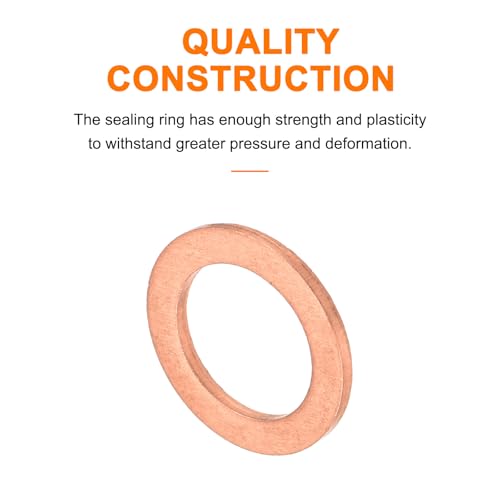 MECCANIXITY 52 Pcs Flat Copper Washers, 13x19x1.5mm Copper Upgraded Flat Metric Sealing Crush Ring Washers for Hydraulic Fittings Screw Bolt Nut Electronic Repair - size: 13x19x1.5mm