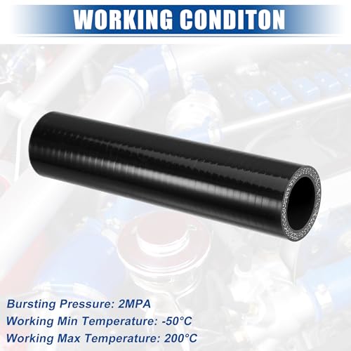 uxcell 1" ID 6" Length 4-Ply Reinforced High Temp Straight Coupler Silicone Reducer Hose Black for Car Intercooler Intake Piping - size: 1" ID