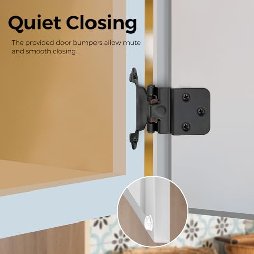 30 Pack 15 Pair Black Cabinet Hinges, 3/8" Inset Semi-Concealed Hinges - color: Black, size: 3/8" Inset