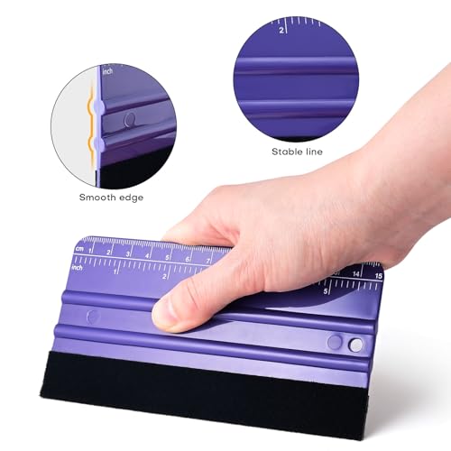 NEWISHTOOL 2 PCS Felt Squeegee for Vinyl, Purple Ruler Scraper, Two-Length