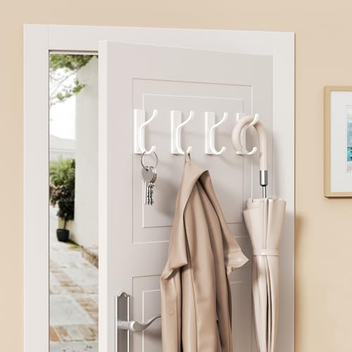 Adhesive Wall Hooks for Towel/Coat,13Lb Strong Stick-On Hooks,White 10 Pack - color: White, size: 10 Pack
