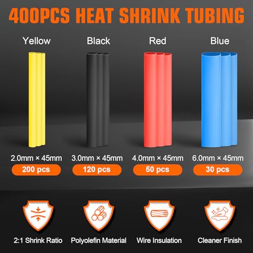 1242PCS Wire Terminal Crimping Tool Kit, 840PCS Insulated Connectors, 400PCS Heat Shrink Tubing, Ratcheting Crimper, Wire Stripper Cutter, 22-10 AWG - color: 1242pcs