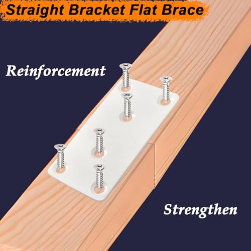 6 Pack White Mending Plates 3.94 x 1.93 x 0.08 inch Flat Brackets | Stainless Steel Heavy Duty Straight Brace for Wood Furniture, Fence Repair & Joining Includes Screws for Fastening & Fixing - size: 3.94 x 1.93 x 0.08 inch/100 x 49 x 2 mm