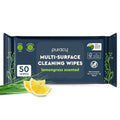Puracy All Purpose Cleaning Wipes – Non Toxic Multi-Surface Cleaner & Appliance Wipes for Car, Bathroom, Kitchen – Lemongrass Scent (50 Count, 1 Pack) - size: 50 Count (Pack of 1)