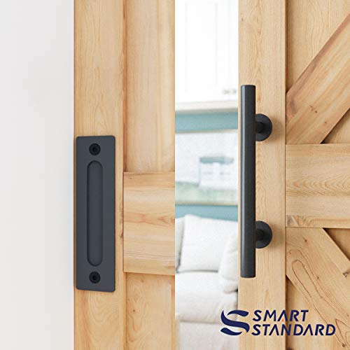 SMARTSTANDARD 4 FT Heavy Duty Sturdy Sliding Barn Door Hardware Kit, Black - size: 4 Feet