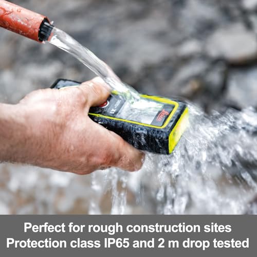 Leica Disto X1 - Range 330 ft, Bluetooth 4.2 and NFC Data Transfer, add and Subtract, Volume, 4-line Display, IP 65 dust and waterjet Protection and 6 ft Drop Tested, Hand Loop, Pouch.
