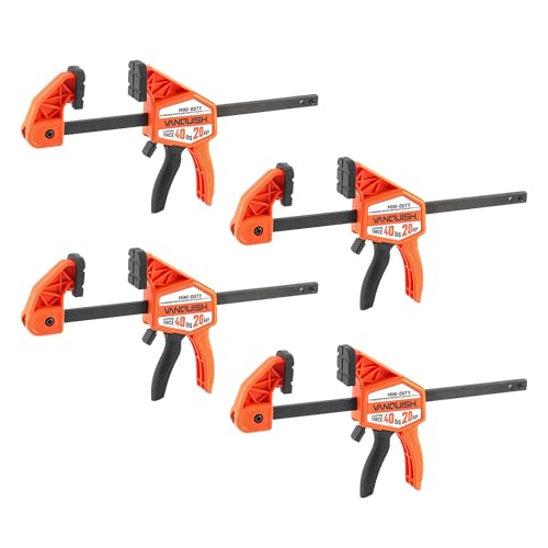 VANQUISH 4'' Mini Bar Clamps for Woodworking 4 Pack, 40LBS Load Limit | One-Handed Clamp/Spreader, Wood Clamps Set, Screw Change F Clamps 3624-2 - size: 4inch 4 Pack