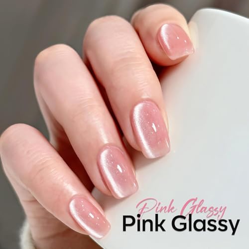 modelones Heart Cat Eye Gel Nail Polish, 2 PCS 15ML Pink Sliver - color: A3-classic cat eye