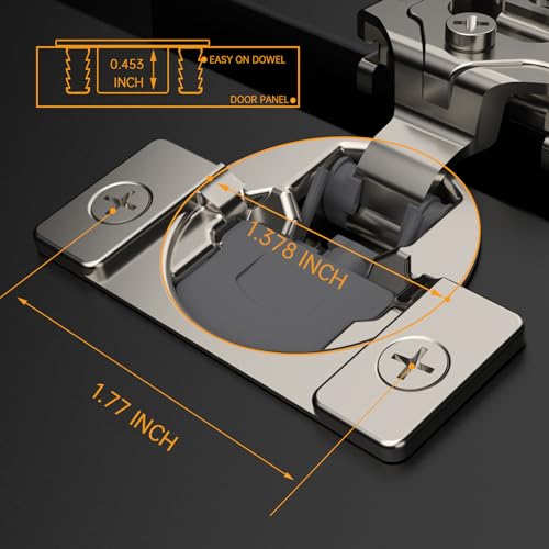 Chibery 4 Pack 3/4" Overlay 3D Soft Close Concealed Kitchen Cabinet Hinge for Face Frame Door, Pre-Assembled Easy-on Dowels, Self Closing Hidden Satin Nickel, 105° Open Concealed Stainless Steel - size: 3/4 inch Overlay