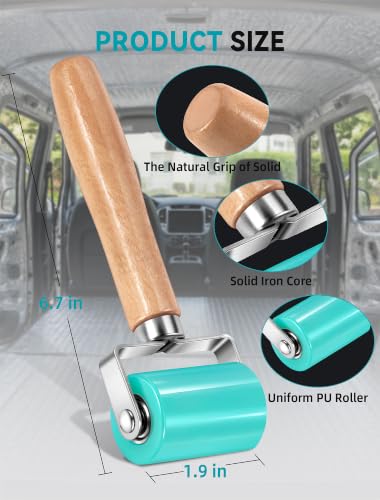 Upgraded Sound Deadening Roller, Dual Bearing PU Seam Roller for Car Audio - color: Turquoise