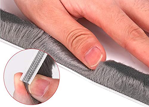 Weather Stripping Door Seal - 5m (16ft) Brush Weather Stripping,Card-Slot Seal Strip Pile Weatherstrip for Door Window (7mm x 12mm (Backing 0.276 x Brush 0.472 Inch) Gray) - size: 7 mm x 12 mm