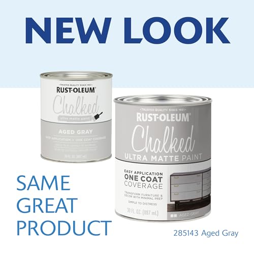 Rust-Oleum Aged Gray Chalked All-in-One Ultra Matte Paint | One Coat Coverage | No Primer, Sanding, Or Topcoat Needed | Easy Clean Up | Made in USA | 30 OZ | 2 Pack - Packaging may vary - color: Aged Gray, size: 30 Fl Oz (Pack of 2)