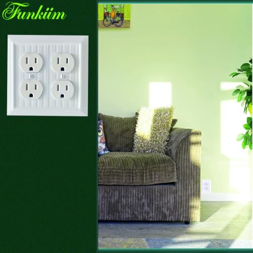 Pure White Classic Beadboard Wall Plates,Light Switch Covers,Electrical Outlet Covers, Switch Plates of Various Combination, Nature Bamboo Fiber Wall plate (2 Gang Duplex 2 Pack) - style: 2 Gang Duplex 2 Pack