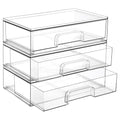 Vtopmart 12.1''W Clear Stackable Storage Drawers,3 Pack Acrylic Plastic Organizers Bins for Makeup Palettes, Cosmetics, and Beauty Supplies,Ideal for Vanity, Bathroom,Cabinet,Desk Organization | Clear Pull-Out Plastic Drawers, Stackable Design for Makeup