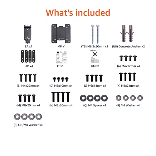 Amazon Basics Fixed Flat TV Wall Mount, Low Profile, for 12" to 40" TVs, VESA 200x200, 40 lbs Capacity, with Installation Template, Black - size: 12" to 40", style: Fixed