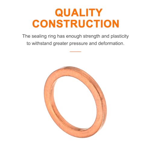 MECCANIXITY 52 Pcs Flat Copper Washers, 12x16x1.5mm Copper Upgraded Flat Metric Sealing Crush Ring Washers for Hydraulic Fittings Screw Bolt Nut Electronic Repair - size: 12x16x1.5mm