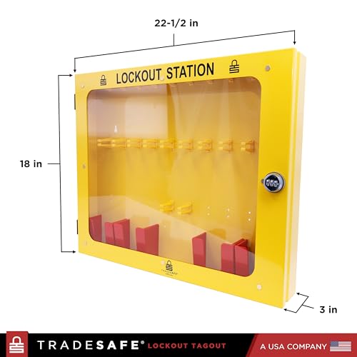 TRADESAFE Lockout Tagout Station with 20 Loto Locks Keyed Alike Unlimited, 6 Lockout Hasps, 60 Lock Out Tags, Lock Out Tag Out Kit Station, Lock Out Kit Cabinet 22-1/2 x 18 x 3 inches - style: Stocked | Keyed Alike Unlimited
