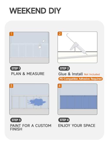 Upick Board and Batten Wainscoting Panels, Paintable, 120" x 43", White - size: 120x43 IN