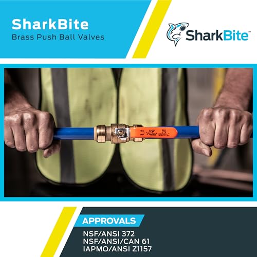 SharkBite 1 x 1 Inch Ball Valve with FNPT Connector, Push to Connect Brass Plumbing Fitting, PEX Pipe, Copper, CPVC, PE-RT, HDPE, 22187-0000LF - size: 1 in. x 1 in., style: SharkBite