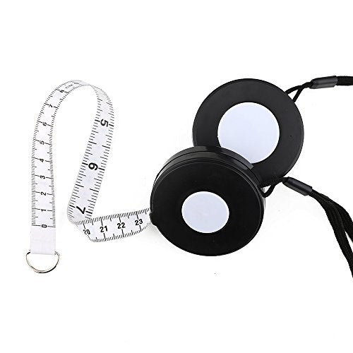 WIN TAPE 80'' / 205 CM Black Retractable Tape Measure with Black Rope (Pack of 2) - color: Black, size: 2.1 m (Pack of 2)