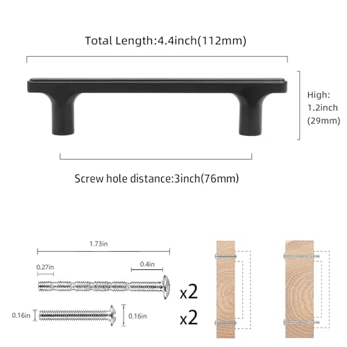 COTYKILEY 10 Pack 3 Inch(76mm) Matte Black Cabinet Handles Black Kitchen Cabinet Pulls Kitchen Cabinet Hardware - color: Matte Black, size: 3" Hole Center（76MM）