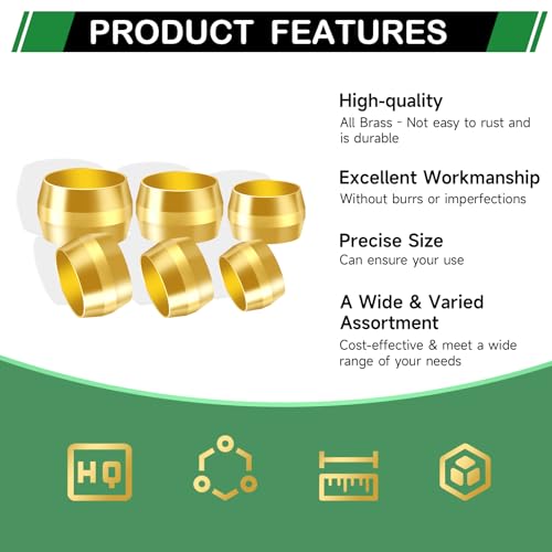 325pcs Brass Compression Sleeves Ferrules Fittings Assortment Kit - color: 325PCS Brass Compression Sleeves Ferrules