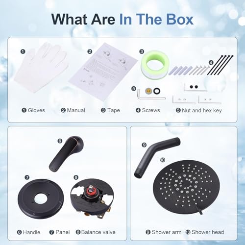 Shower Faucet with Valve, Bathroom Shower Faucet Kit, Solid Brass Shower Head Faucet Set Complete, Single Handle Rain Shower Head Trim Kit for Bathroom, Oil Rubbed Bronze - color: Oil Rubbed Bronze