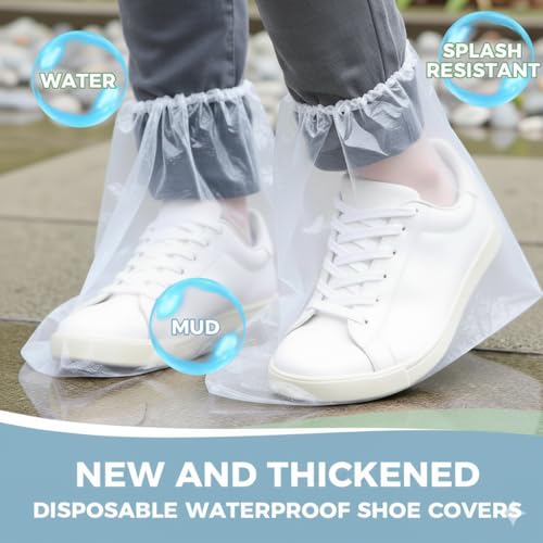 24pcs (12Pairs) Waterproof Shoe Covers, Shoe Covers for Rain, Disposable Shoe Covers, Rain Shoe Covers, Plastic Boot and Shoe Covers for Men and Women (Transparent)