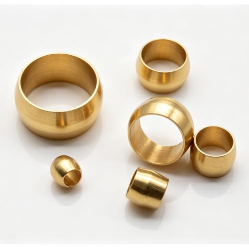 228PCS Brass Compression Fittings Assortment, Sleeve Ferrules Kit - size: 1/8"- 1/2" (228PCS), style: Compression Fittings