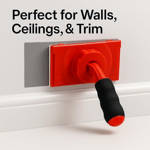 Paint Edger with 3 Pads (1 Tool with preloaded pad + 2 Refills), 4.7 Inch Trim Paint Tool for Ceilings, Baseboards, Doors, Clean Lines, Handheld or Extension Pole Compatible RSL43