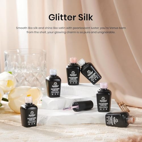 Beetles Pearl Gel Nail Polish Kit, Glitter Silk Mermaid Swirl Gel Polish - color: A - Pearl Glitter | Glitter Silk