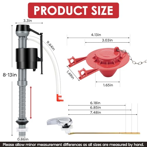 Universal Toilet Flush Valve Replacement Kit, Inside Tank Repair Kit - color: RED 1
