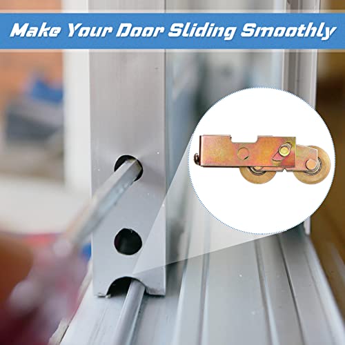 2 Pack Sliding Door Rollers Replacement, 1-1/4" Steel Ball Bearing Wheels