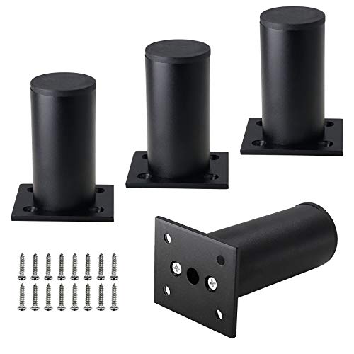 4-Pack Adjustable Aluminum Alloy Furniture Legs 3" Height Black - color: Black, size: 3 Inch