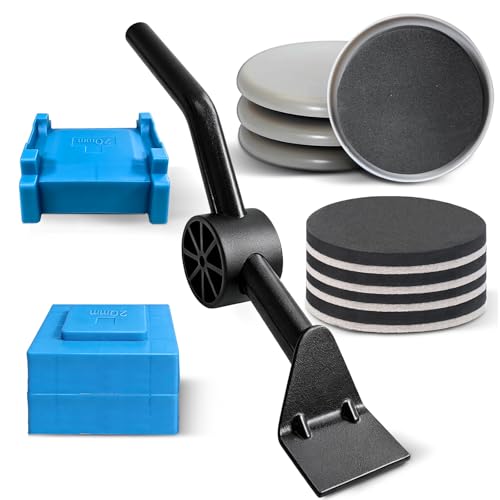 3.5 Inch Furniture Sliders with Lifter Tool, 12 PCS Multi-Surface Movers Kit for Carpet and Hardwood Floors, Heavy Duty Moving Pads, Appliance Slider Floor Protectors for Sofa Bed Table Cabinet