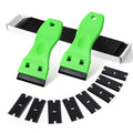 FOSHIO 2PCS Plastic Razor Blade Scraper Tool and 100PCS Plastic Blades for Gasket Remover, Sticker Remover, Labels Decal and Adhesive Remover for Windows and Glass (Lime Green) - color: Lime Green