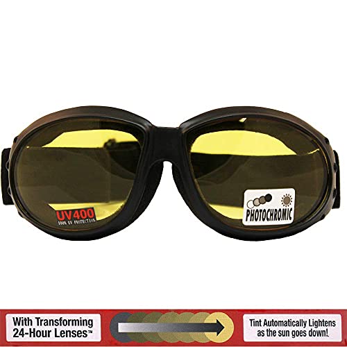 Global Vision Eliminator Dirt Bike Padded Motorcycle Riding Goggles for Men and Women (Black Frame/Smoke Lens) - color: Black Frame/Yellow-smoke Lens