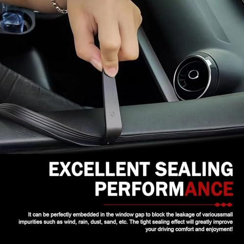 13Ft Car Door Rubber Seal Strip, V-Shape Self-Adhesive Seal Strip Soundproof Window Trim Molding, Car Window Weather Stripping Universal for sedan Truck SUV(Black)