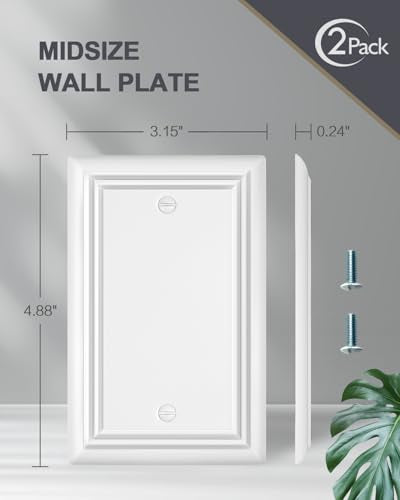 Switch Plates Outlet Covers, 2-Pack Metal Wall Plates, Pure White - color: Pure White, size: 1 Blank 2PK