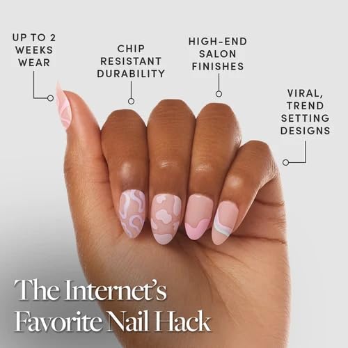Glamnetic Press On Nails - Short Almond, Glossy Fake Nails 24 Pc Full Kit - color: 3V - Wild Card